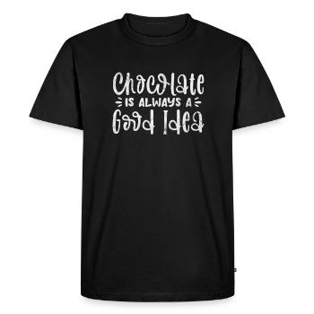 Chocolat - T-shirt Premium bio Homme - noir - Devant - Nico (187cm)