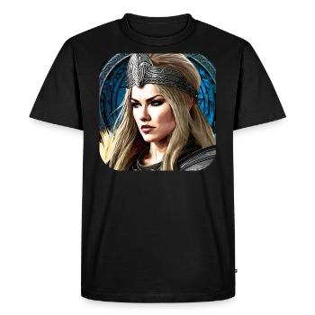 Proud Viking Shieldmaiden Cyborg - Men's Premium Organic T-Shirt - black - Front - Nico (187cm)