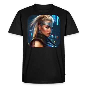 Proud Viking Shieldmaiden Cyborg - Men's Premium Organic T-Shirt - black - Front - Nico (187cm)