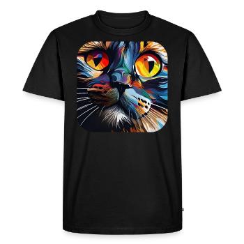 Chat à motif psychédélique - T-shirt Premium bio Homme - noir - Devant - Nico (187cm)
