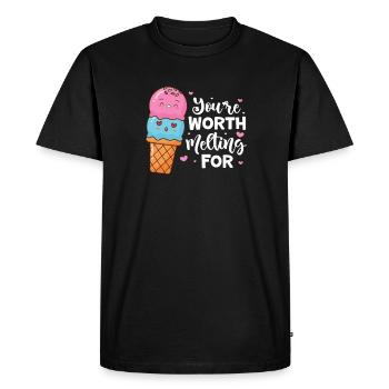 Crème glacée Crème glacée Crème glacée Cadeau d’été - T-shirt Premium bio Homme - noir - Devant - Nico (187cm)