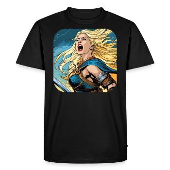 Proud Viking Germanin Shieldmaiden - Men's Premium Organic T-Shirt - black - Front - Nico (187cm)