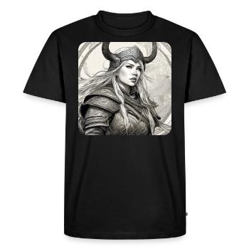 Proud Viking Germanin Shieldmaiden - Men's Premium Organic T-Shirt - black - Front - Nico (187cm)