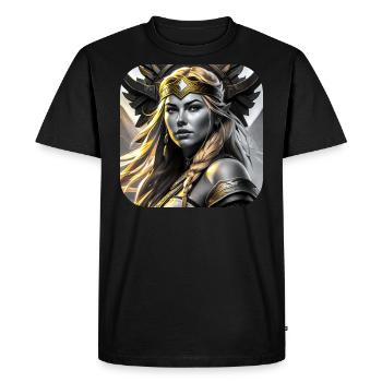 Proud Viking Germanin Shieldmaiden in Gold - Men's Premium Organic T-Shirt - black - Front - Nico (187cm)