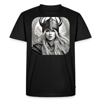 Proud Viking Germanin Shieldmaiden - Men's Premium Organic T-Shirt - black - Front - Nico (187cm)