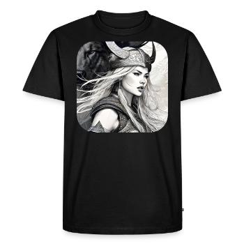Proud Viking Germanin Shieldmaiden - Men's Premium Organic T-Shirt - black - Front - Nico (187cm)