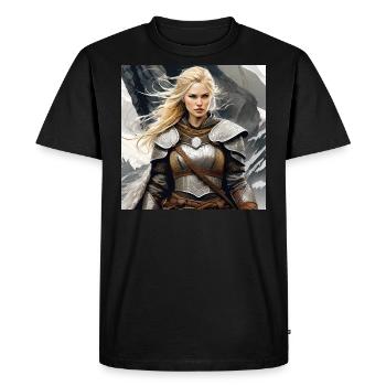 Proud Viking Germanin Shieldmaiden - Men's Premium Organic T-Shirt - black - Front - Nico (187cm)