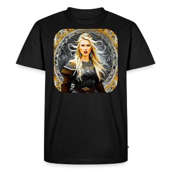 Proud Viking Germanin Shieldmaiden - Men's Premium Organic T-Shirt - black - Front - Nico (187cm)