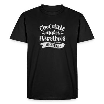 Chocolat - T-shirt Premium bio Homme - noir - Devant - Nico (187cm)