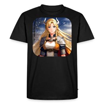 Cute Manga Warrior - Men's Premium Organic T-Shirt - black - Front - Nico (187cm)