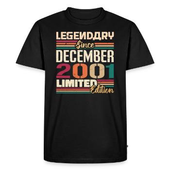 Légendaire depuis décembre 2001 Millésime décembre 2001 - T-shirt Premium bio Homme - noir - Devant - Nico (187cm)