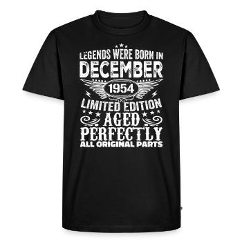 Décembre 1954 Anniversaire Décembre 1954 Décembre - T-shirt Premium bio Homme - noir - Devant - Nico (187cm)