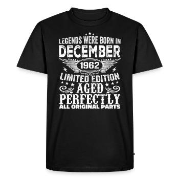 Décembre 1962 Anniversaire Décembre 1962 Décembre - T-shirt Premium bio Homme - noir - Devant - Nico (187cm)