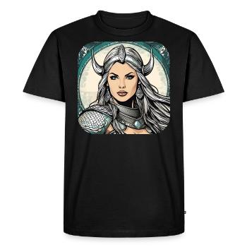 Proud Viking Germanin Shieldmaiden - Men's Premium Organic T-Shirt - black - Front - Nico (187cm)