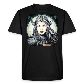 Proud Viking Germanin Shieldmaiden - Men's Premium Organic T-Shirt - black - Front - Nico (187cm)