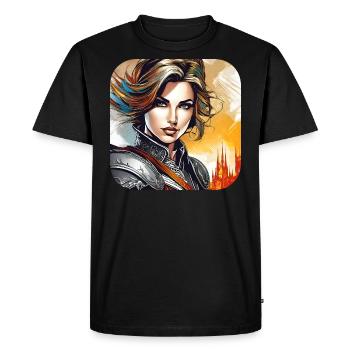 Fier guerrier - T-shirt Premium bio Homme - noir - Devant - Nico (187cm)