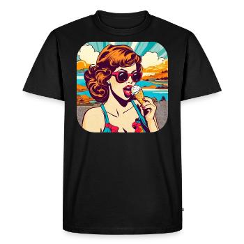 Fille rétro cool - T-shirt Premium bio Homme - noir - Devant - Nico (187cm)