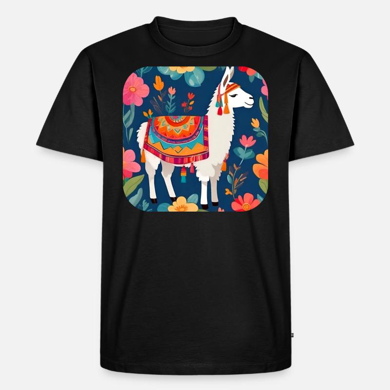 Cooles Lama - Männer Premium Bio T-Shirt - Schwarz