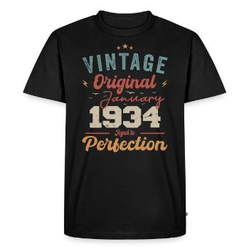 Janvier 1934 Légende pour 90 ans - T-shirt Premium bio Homme - noir - Devant - Nico (187cm)