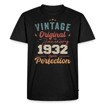 Janvier 1932 Légende depuis 92 ans - T-shirt Premium bio Homme - noir - Devant - Nico (187cm)