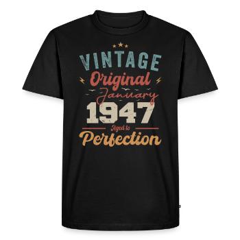 Janvier 1947 Légende depuis 77 ans - T-shirt Premium bio Homme - noir - Devant - Nico (187cm)