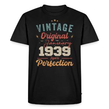 Janvier 1939 Légende depuis 85 ans - T-shirt Premium bio Homme - noir - Devant - Nico (187cm)