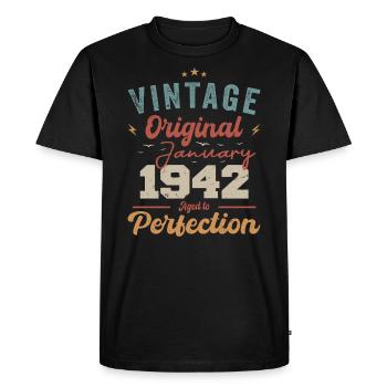 Janvier 1942 Légende depuis 82 ans - T-shirt Premium bio Homme - noir - Devant - Nico (187cm)