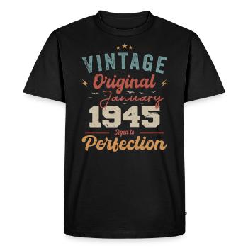 January 1945 Legend for 79 years - Men's Premium Organic T-Shirt - black - Front - Nico (187cm)