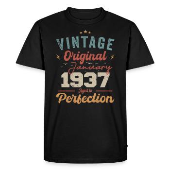 Janvier 1937 Légende depuis 87 ans - T-shirt Premium bio Homme - noir - Devant - Nico (187cm)