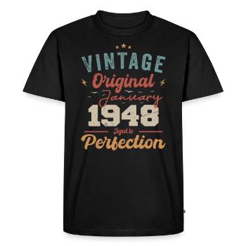 Janvier 1948 Légende depuis 76 ans - T-shirt Premium bio Homme - noir - Devant - Nico (187cm)
