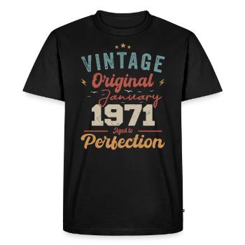Janvier 1971 Légende depuis 53 ans - T-shirt Premium bio Homme - noir - Devant - Nico (187cm)