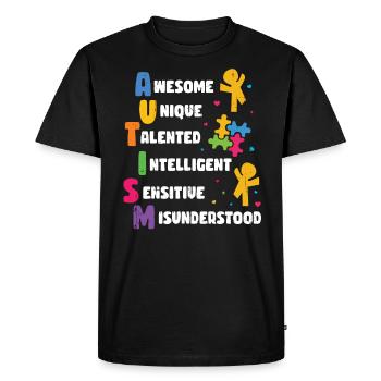 Autisme - T-shirt Premium bio Homme - noir - Devant - Nico (187cm)