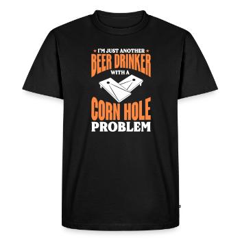 Cornhole pouf trou aveugle cadeau - T-shirt Premium bio Homme - noir - Devant - Nico (187cm)