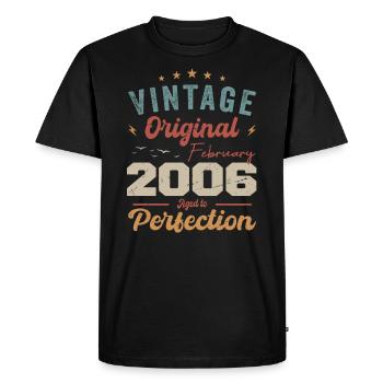 Né en février 2006 millésime 2006 anniversaire - T-shirt Premium bio Homme - noir - Devant - Nico (187cm)
