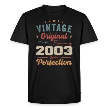 Né en février 2003 millésime 2003 anniversaire - T-shirt Premium bio Homme - noir - Devant - Nico (187cm)