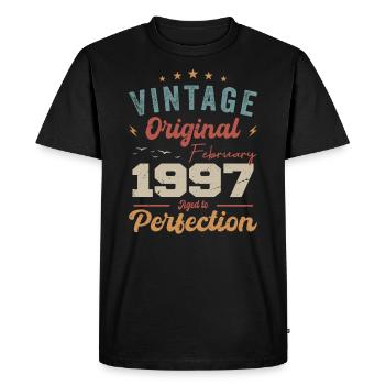 Date de naissance : février 1997, millésime 1997 - T-shirt Premium bio Homme - noir - Devant - Nico (187cm)