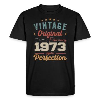 Né en février 1973 millésime 1973 anniversaire - T-shirt Premium bio Homme - noir - Devant - Nico (187cm)