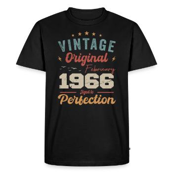 Né en février 1966 millésime 1966 anniversaire - T-shirt Premium bio Homme - noir - Devant - Nico (187cm)