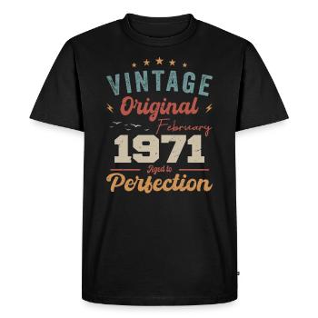 Né en février 1971 millésime 1971 anniversaire - T-shirt Premium bio Homme - noir - Devant - Nico (187cm)