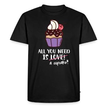 Cupcake Muffin pâtisserie cadeau - T-shirt Premium bio Homme - noir - Devant - Nico (187cm)