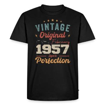 Né en février 1957 millésime 1957 anniversaire - T-shirt Premium bio Homme - noir - Devant - Nico (187cm)