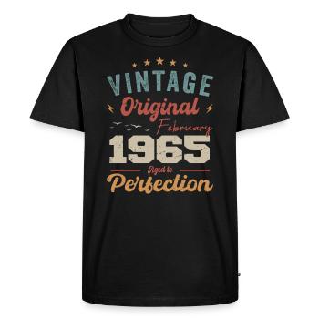 Né en février 1965 millésime 1965 anniversaire - T-shirt Premium bio Homme - noir - Devant - Nico (187cm)