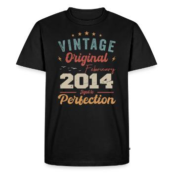 Born in February 2014 vintage 2014 birthday - Men's Premium Organic T-Shirt - black - Front - Nico (187cm)