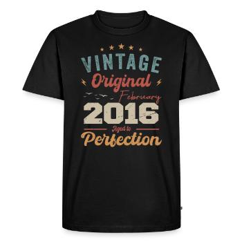 Born in February 2016 vintage 2016 birthday - Men's Premium Organic T-Shirt - black - Front - Nico (187cm)