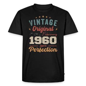 Né en février 1960 millésime 1960 anniversaire - T-shirt Premium bio Homme - noir - Devant - Nico (187cm)