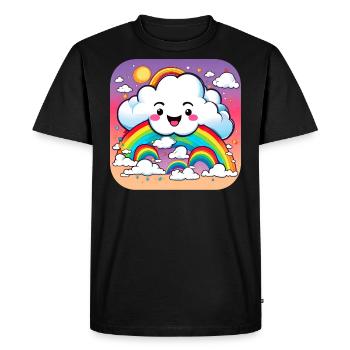 Cute cloud with rainbow - Men's Premium Organic T-Shirt - black - Front - Nico (187cm)