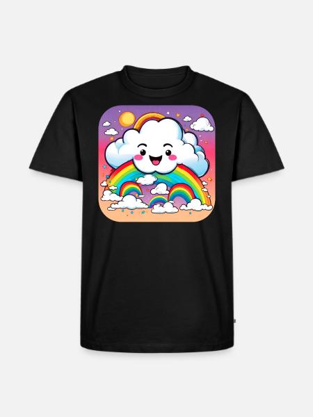 Cute cloud with rainbow - Men's Premium Organic T-Shirt - black