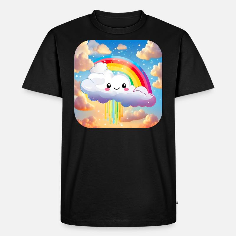Niedliche Wolke mit Regenbogen - Männer Premium Bio T-Shirt - Schwarz