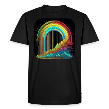 Psychedelic Motif Mountains with Rainbow - Men's Premium Organic T-Shirt - black - Front - Nico (187cm)