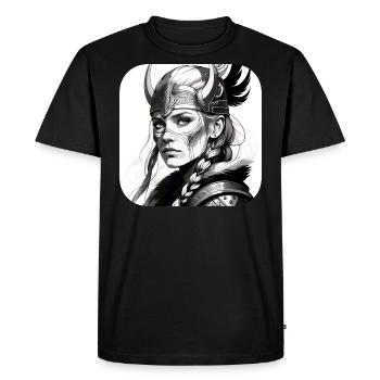 Proud Vikings in Germania Shieldmaiden - Men's Premium Organic T-Shirt - black - Front - Nico (187cm)